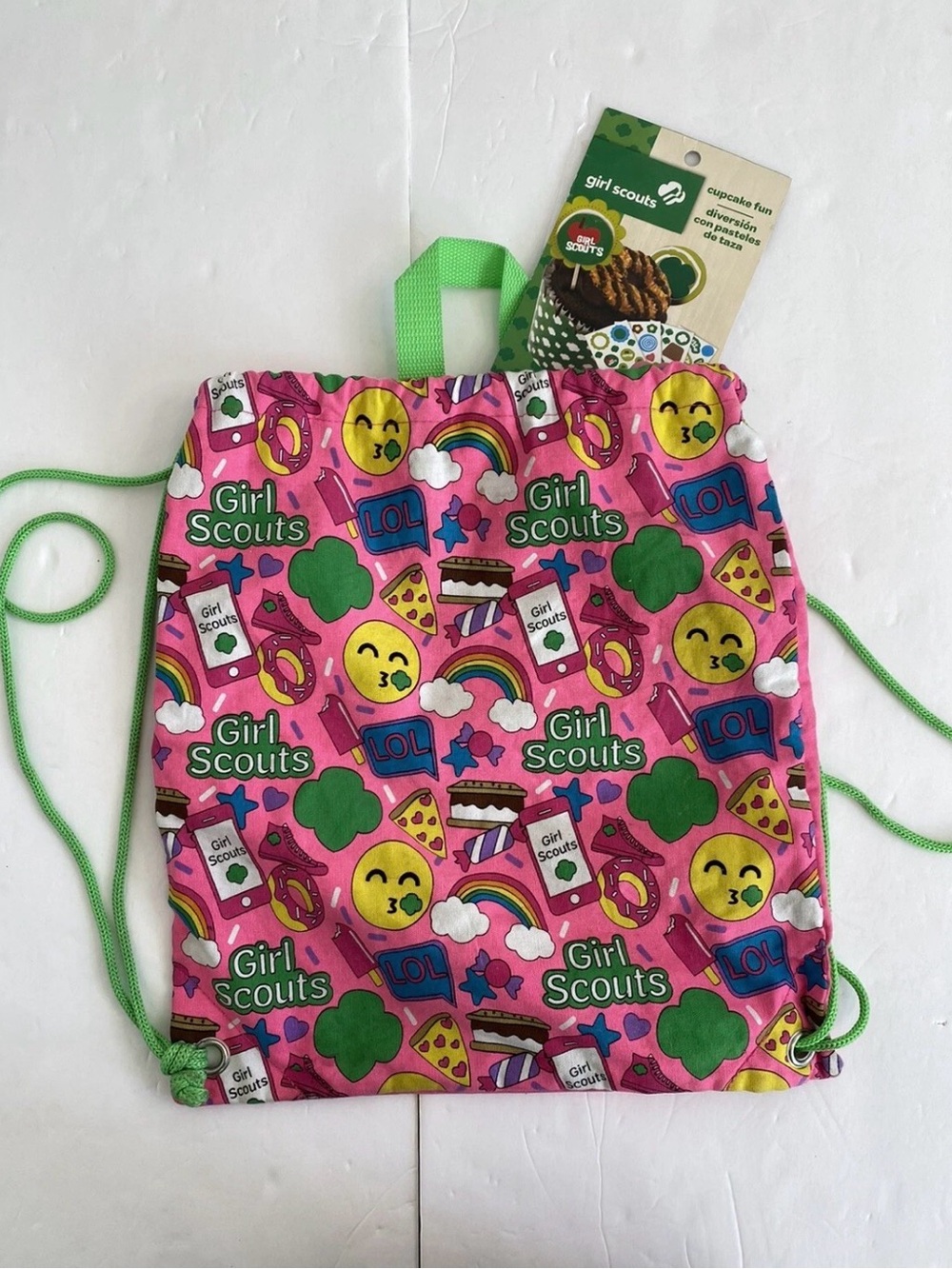 Girl Scouts Pink Drawstring Backpack